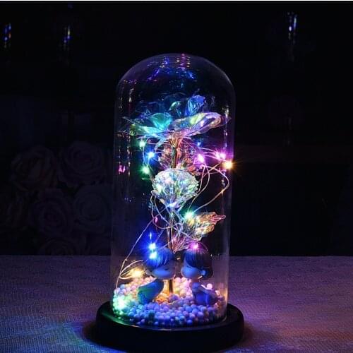 2020 24K Gold Foil Flower With Fairy String Lights In Dome LED Enchanted Galaxy Rose Eternal For Valentines Day Christmas Gift