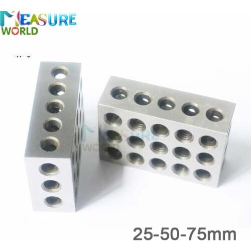 23 holes Precision 25-50-75mm Blocks 1pair(2pcs), parallel clamping block set, steel block 23 Holes 1-2-3" block gauge