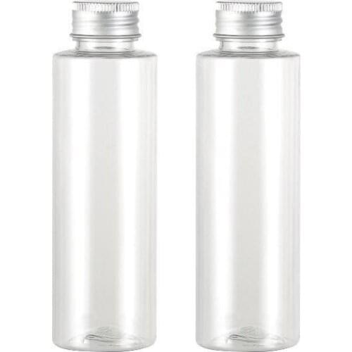 24 x 100ml Flat Shoulder Clear Transparent PET Toner and Lotion Bottle with Aluminum Cap with Insert Whosale