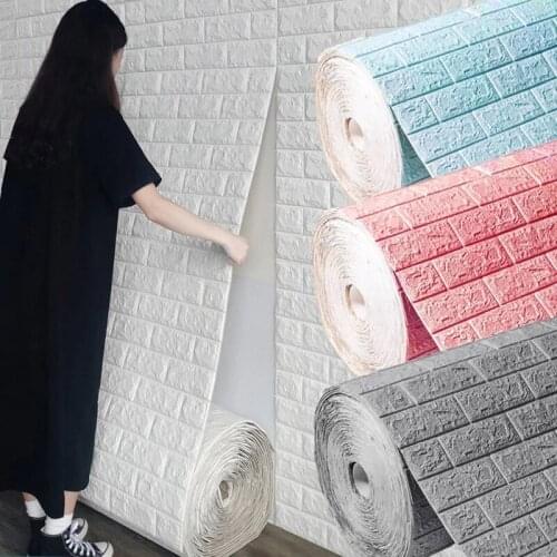 3D Continuous Brick Wall Stickers Self-adhesive Wallpaper Waterproof Sticker DIY Home Decor Sticker Foam Wallpaper Wall Decals