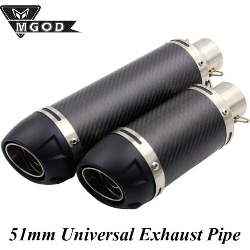 51mm Universal Motorcycle Escape Moto Carbon Fiber Exhaust Muffler Pipe DB Killer for Suzuki Leo Sticker Vince R3 R25 Motor Bike