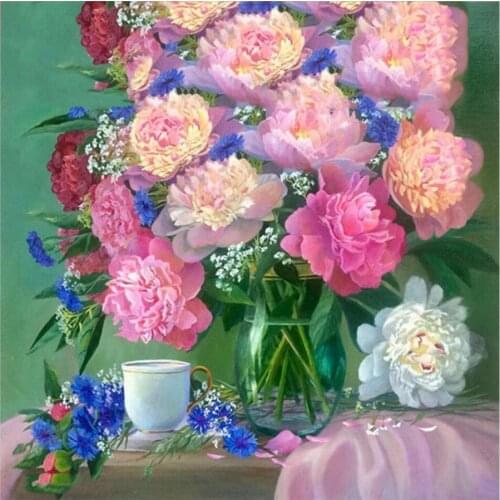 KAMY YI DIY 5D Diamond Painting Flower Full Square Round Drill Diamond Embroidery Peony Mosaic Art Rhinestone Home Decor