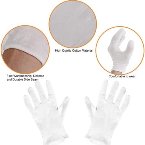 White Thin Gloves Reusable Inspection Cotton Work Gloves for Hand Moisturizing Cosmetic Hands Protector Jewelry Hight Quality