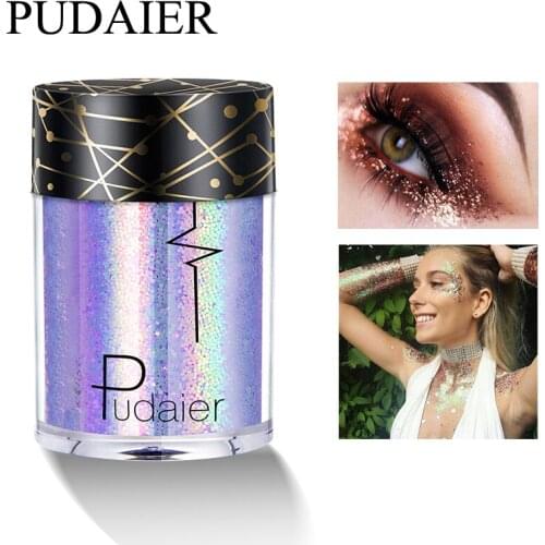 Pudaier 24 Colors Glitter Eye Shadow Makeup Holographic Sequins Eye Body Nail Lips Party Makeup Glitter Diamond Festival Pigment