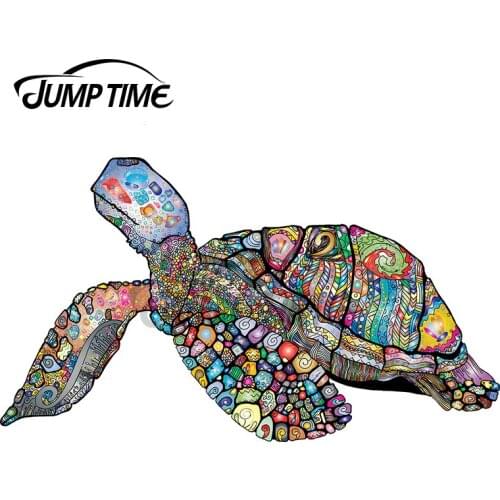 Jump Time 13 x 7.4cm Colored Turtle Funny Car Stickers Graffiti Decal Windshield Laptop Trunk Scratch-Proof Car Styling