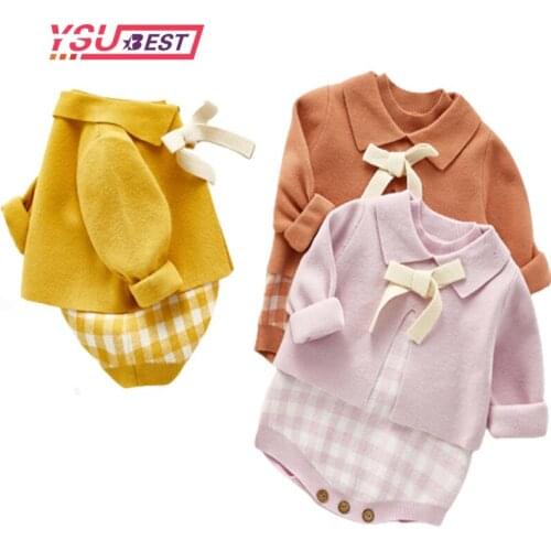 Spring Autumn Baby Knitted Suit Fashion Baby Girls Clothes Long Sleeve Knit Sweater+Shorts Sets Children Baby Clohting Knit Set