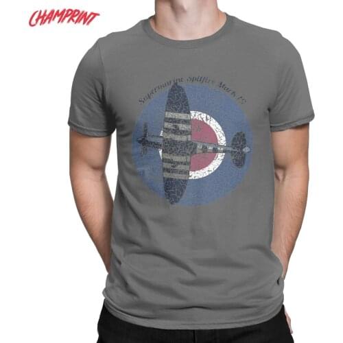 Mens Vintage Fighter Plane Supermarine Spitfire T Shirt WW2 War Pilot Aircraft Airplane Cotton Tops Tees Gift Idea T-Shirts