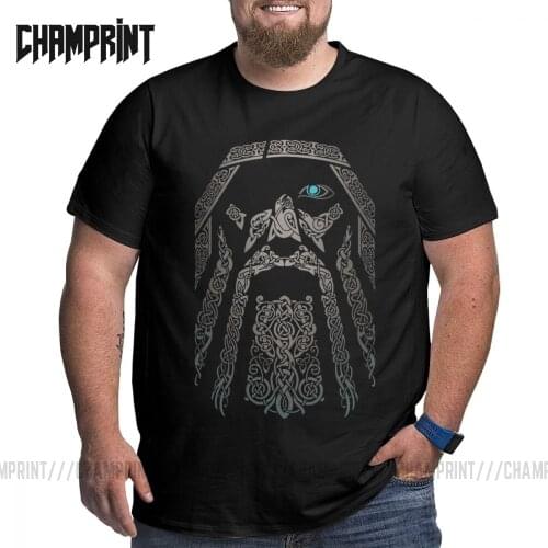 Men ODIN Vikings Valhalla T Shirt Cotton Vintage Big Tall Tops Tees T-Shirts Plus Size Big Size Large Clothing 4XL 5XL 6XL