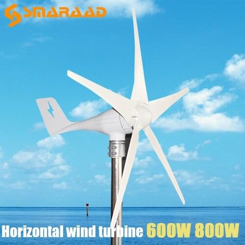 Horizontal Axis Wind Turbine Generator Kit 600W 800W 12V 24V 48V 3/5 Blades For Homeuse Residential MPPT Charge Controller