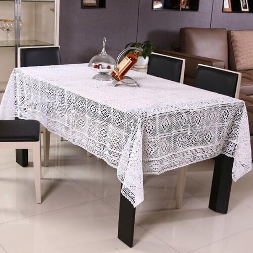 European Countryside Cotton Tablecloth Hollow Embroidery Hem Cover Washable Hollowed Table Cloth for Tea Table