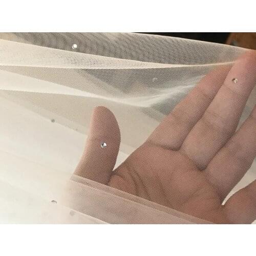 Crystal Wedding Veil, Circle drop veil, 1 Tier wedding veil with scattered rhinestone crystals