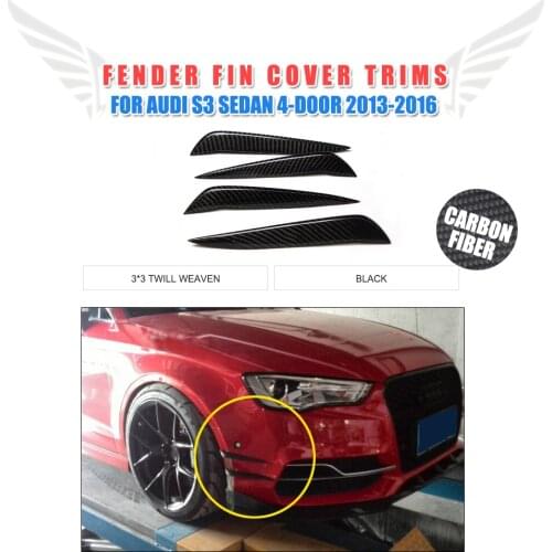 Carbon Fiber Car Front Bumper Side Decoration Canards for Audi S3 Sedan 4-Door 2013 - 2016 Auto Bumper Moulding Trim