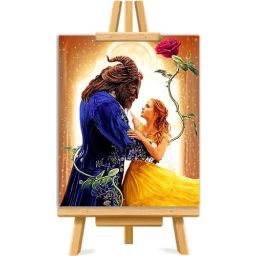 Beauty And The Beast Romanc Picture DIY Painting By Numbers Colouring Zero Basis HandPainted Oil Painting Unique Gift Home Decor