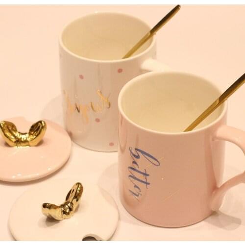 Mugs Girl Gift Nordic Wind Pink Cup Ins Mug Spoon Coffee Mug Creative Ceramic tea Milk for Breakfast Cups and ceramic mug