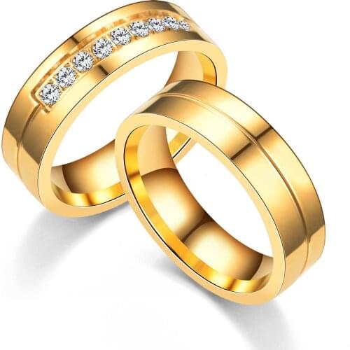 Maxmoon Wedding Rings for Women Men Couple Promise Band Stainless Steel Anniversary Engagement Jewelry Alliance Bijoux