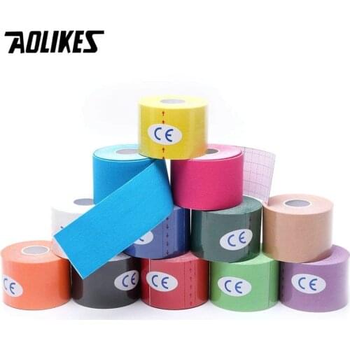 AOLIKES Kinesiology Tape Athletic Recovery Medical Roll Self Adherent Wrap Muscle Pain Relief Knee Pad Volleryball Protector