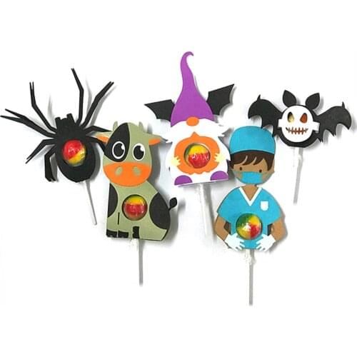 Miss Vintage Animal Halloween Lolli Holder Metal Cutting Die For DIY Paper Photo Album Cards Making Pumpkin Scrapbooking Die Cut