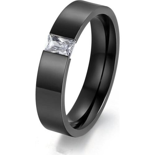 Yingwu Mens Womens Fashion Titanium Steel Rings Zirconia Inlaid Wedding Band US Size 6.5 to 11.5