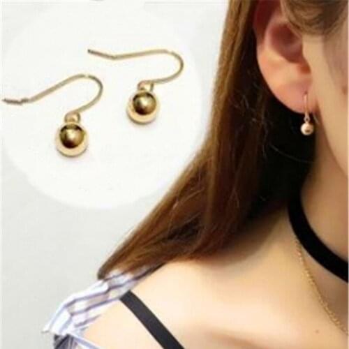 Fashion Jewelry Earrings Simple Ball Simulated Pearl Stud Earrings Smooth Gold Color Small Metal Ball Earrings For Women Girls