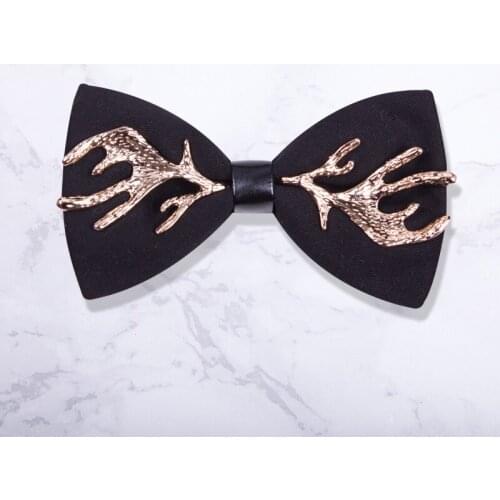 High Quality 2020 New Men Bow Ties with Metal 100% Zinc Alloy Elk Antlers Christmas Butterfly Designers Brand Wedding Bowtie