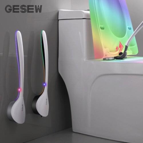 GESEW New Silicone Toilet Brush Holder Wall-mount Toilet Brush Set For Bathroom WC Cleaning Tools Corner Cleaning Bathroom Set