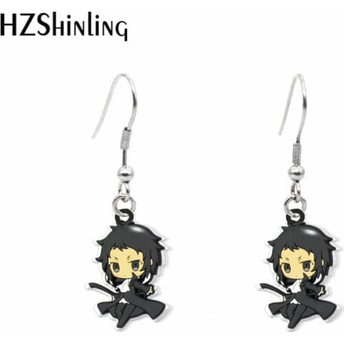 2020 New Bungo Stray Dogs Nakajima Atsushi Edogawa Ranpo Ryunosuke Anime Acrylic Hook Earring Epoxy Jewelry
