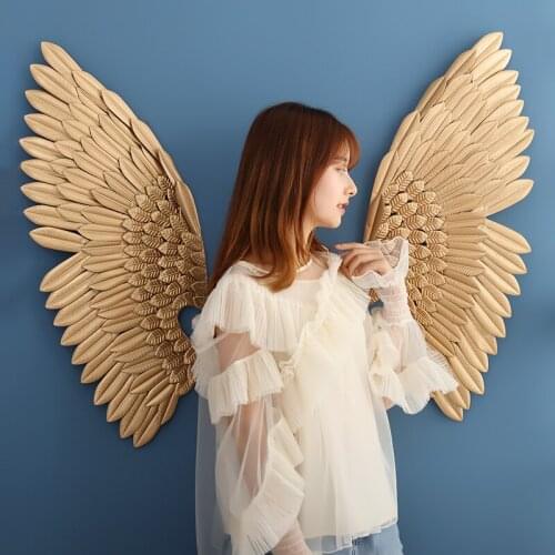New Arrival Creative Abstract Retro Wing Wall Sculpture Decoration Figurine Decorative Metal Statue TV Background Xmas Gift