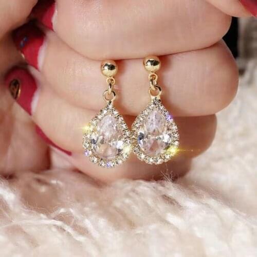 New Korea Fashion Luxury with Big AAAzircon Earrings for Women Drop Round Shape Wedding Engagement Anniversary Gift for Female