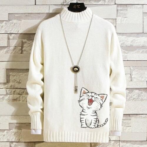 Autumn Winter Mens Half-Collar Sweater Korean-Style Student Youth Sweater Christmas Fashion Harajuku Designers Anime Sweater
