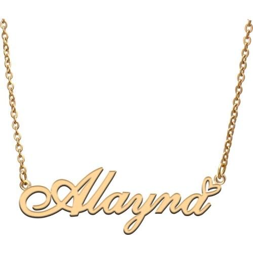Love Heart Alayna Name Necklace for Women Stainless Steel Gold & Silver Nameplate Pendant Femme Mother Child Girls Gift