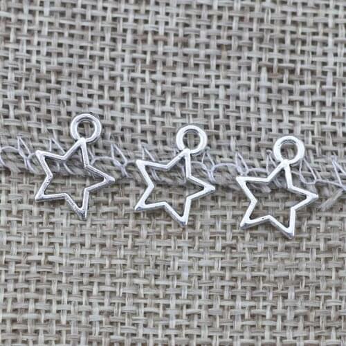 High quality 20 PCS/Lot 9.5mm*12mm antique silver plated small star charms for jewelry handmade