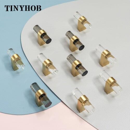 Acrylic+brass Knob for furniture Handles and knobs kitchen Doors Cabinet Drawer in Cabinet Pulls kids Room