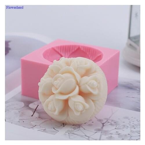 DIY Handmade Soap Round Rose Silicone Mold Easy To Release 3D Silicone Mold Flexible Silicone Soap Mold Soap Form Fondant Tools