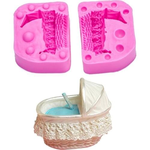 Baby carriage Shaped silicone candle soap mold for confectionery chocolate fondant cake decoration baking used molding FT-1039