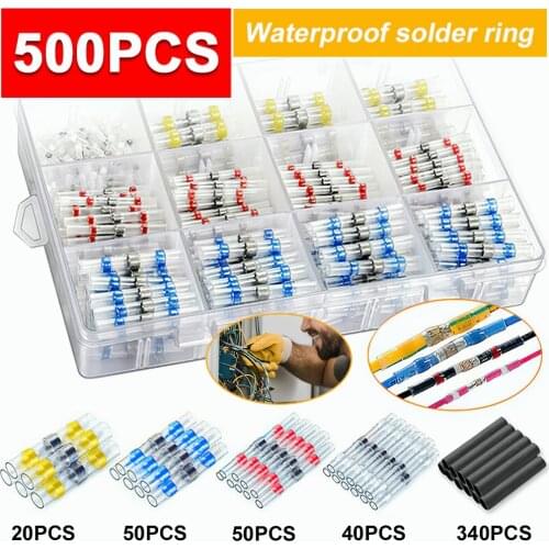 50/250/500pcs Solder Seal Wire Connectors Waterproof Heat Shrink Butt Connectors Electrical Wire Terminal Insulated Butt Splices
