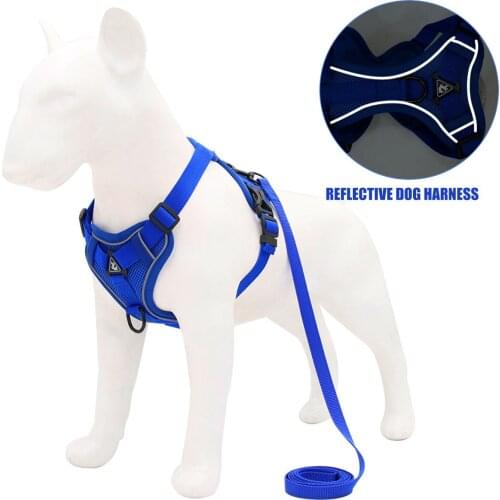 Dog Harness Reflective Pet Vest Harness With Adjustable Strap Buckle Clip Collars Harness And Leash For Small Medium Dogs Cats