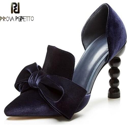 Color-blocking Side-space High-heeled Shoes with Pointed Bows, Ethnic Style Fashion Gold Velvet Shaped Heel Womens Shoes