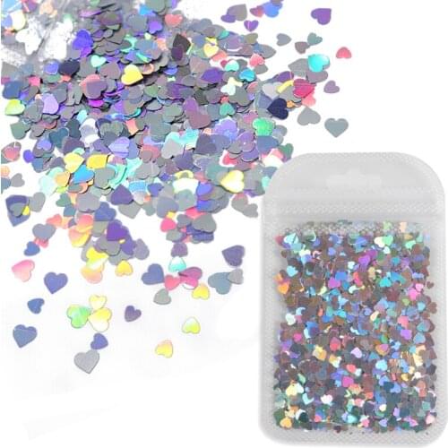 Valentines Day Nail Art Sequins Shiny Sweet Love Heart Holographic Glitter Flakes Slices Paillette Manicure Nails Accessories