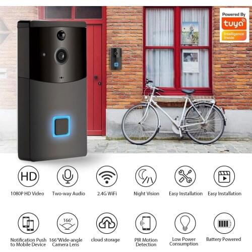 Tuya 1080PHD Video Doorbell Wifi Smart Home Tuya App Phone Call Audio Intercom Wireless 2MP Door Bell Camera