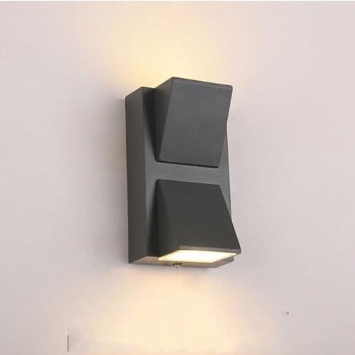 Waterproof Wall Lamp Double Head Upper And Lower Light 3W 6W Black Aluminum Wall Light Balcony Corridor Hotel Exterior Wall
