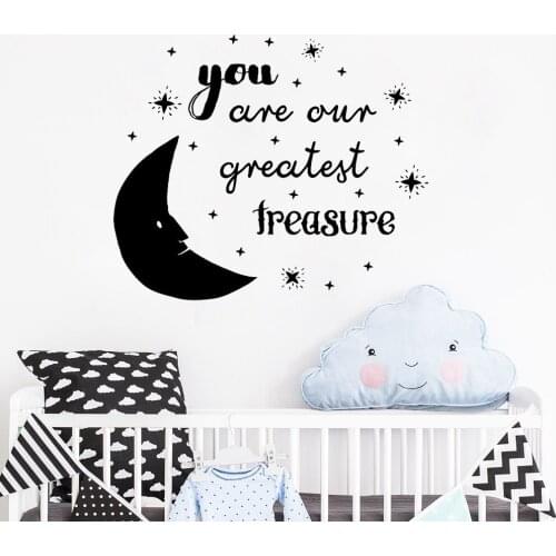 You Are Our Greatest Treasure Quote Wall Decal Moon Stars Nursery Vinyl Art Stickers Wallpaper Kids Room Home Decorations D515