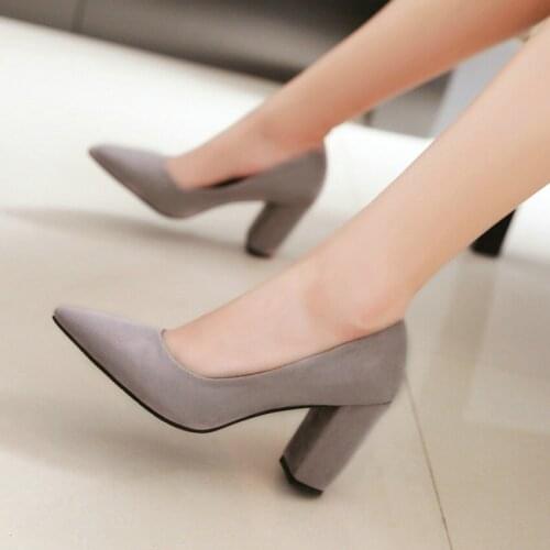 Sgesvier 2020 Women Pumps Flock Fashion Square High Heel Women Shoes Platform Pointed Toe Elegant Casual Wedding Shoe Size 34-43