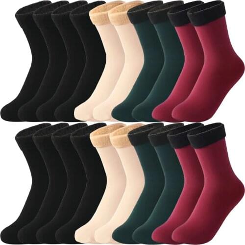 10Pair/lot Winter Warm Socks Women Soft Cashmere Wool thermal Socks Ladies Velvet Boots Floor Snow Socks