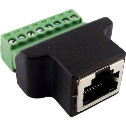 1pc Ethernet RJ45 8P8C CAT Female to AV Screw Terminal 8 Pin ADSL Video Connector Adapter Converter Straight