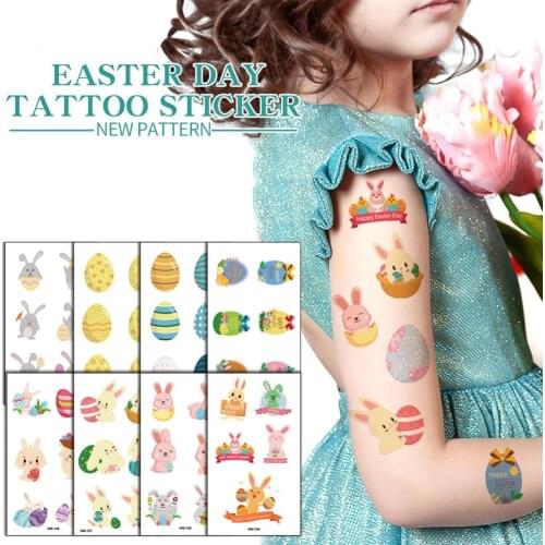 10Pcs Children Easter Cartoon Animal Adhesive Body Art Fake Tattoo Sticker Decal Temporary Tattoo Sticker Environmental Body Art