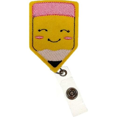 10pcs/lot Cute Pencil School Student Teacher Retractable Badge Reel Lanyard Feel School ID Card Badge Holder Clip Teacher Gift