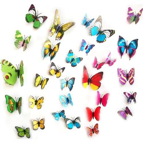 12pcs/set PVC 3D Butterfly Wall Sticker Fashion Design Removable Wall Sticker for Home Decoration