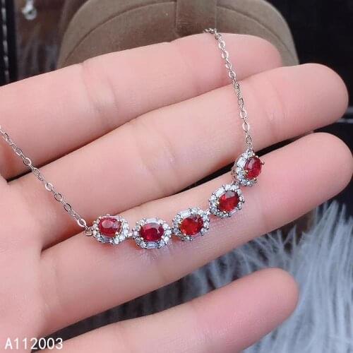 KJJEAXCMY Fine Jewelry 925 Sterling Silver inlaid ruby women hand bracelet lovely support detection