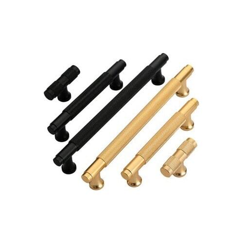 Black Gold Knurled simple kitchen cabinet knobs and handles Drawer Pulls Bedroom Knobs T Bar Cabinet Hardware
