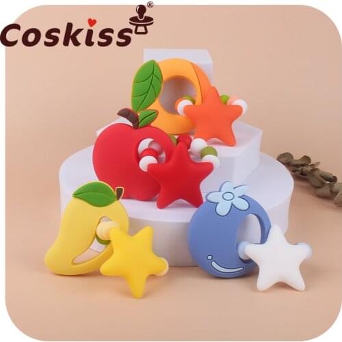 Coskiss 1pcs Fruit Silicone Baby Teether Bracelet Straberry Pineapple Apple Newborn Baby Soft BPA Free Teething Bracelet